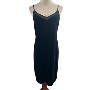 Laundry by Shelli Segal Size 12P Velvet Spaghetti Strap Dress Navy Blue $190 SHO